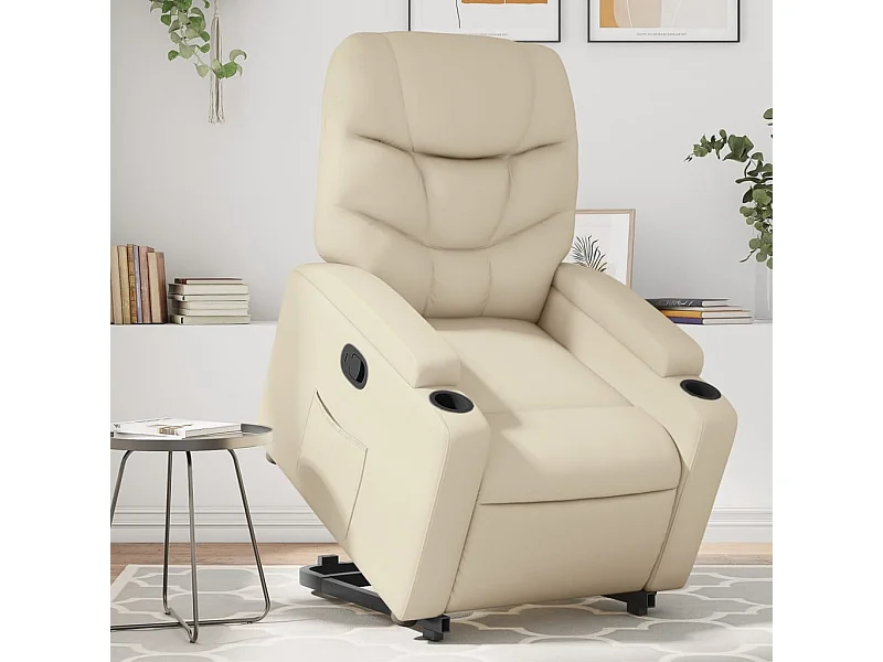 Sillón de relax | Sillón reclinable elevable cuero artificial color crema SHL6667