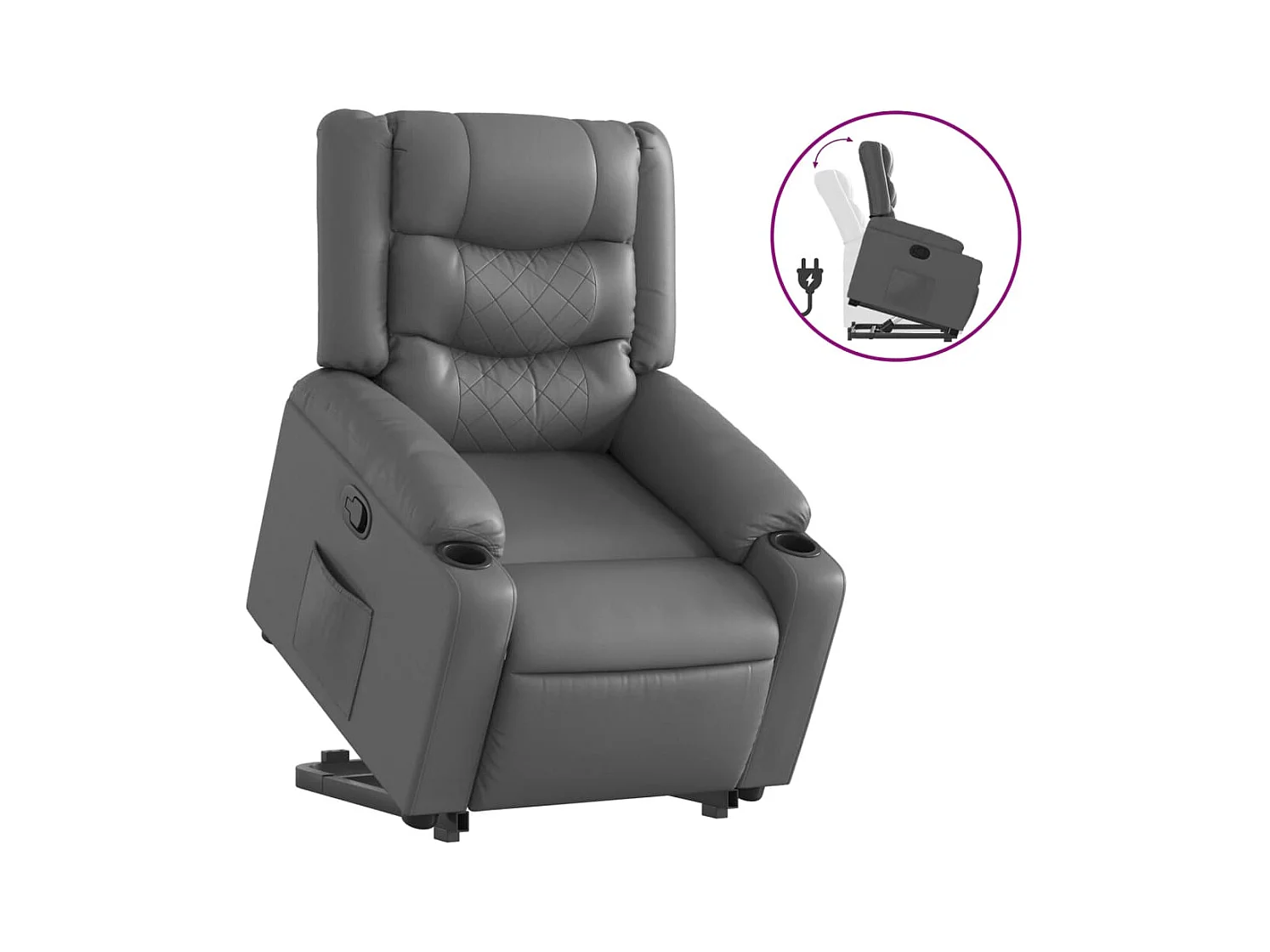 Sillón de relax | Sillón reclinable elevable cuero artificial gris SHL9908