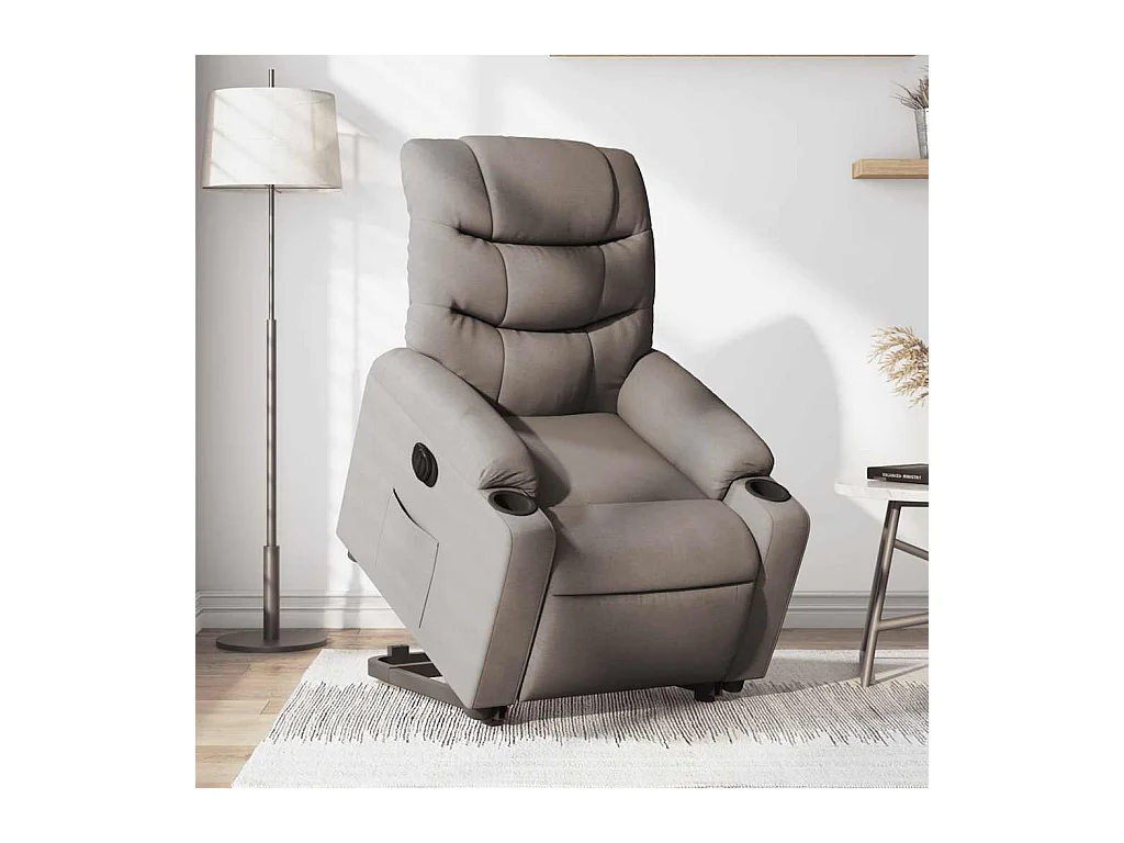 Silla de relax | Sillón eléctrico reclinable elevable de tela gris taupe SHL2804
