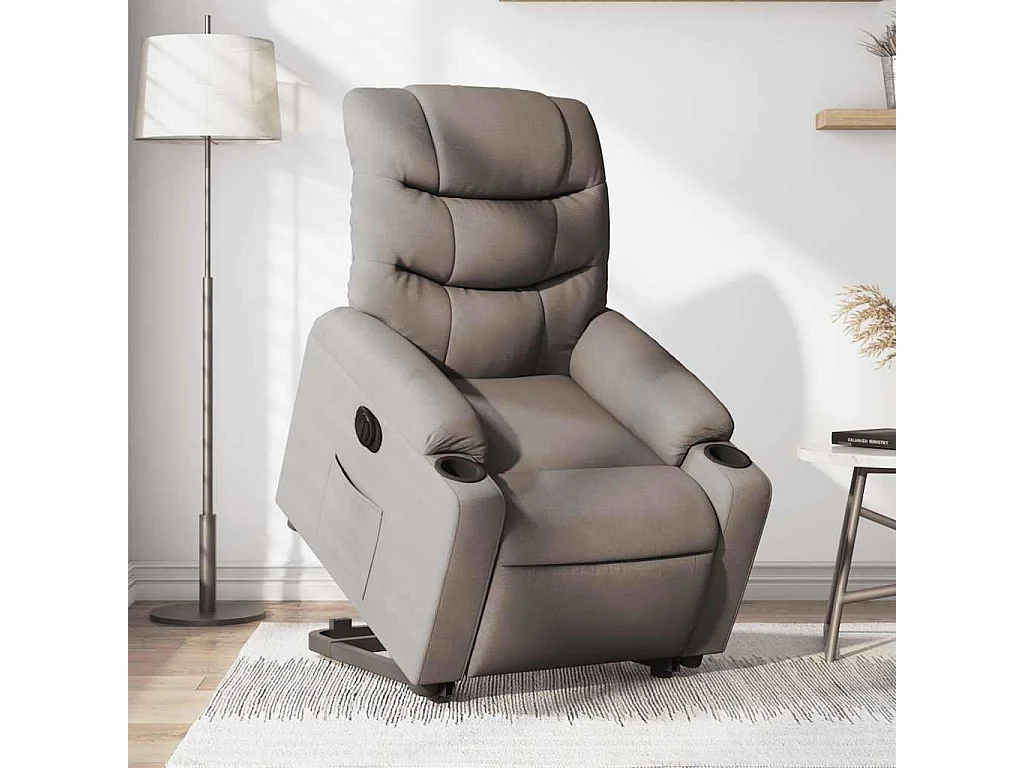 Relaxsessel mit Aufstehhilfe Elektrisch | Lounge Sessel indoor Taupe Stoff SHL56448