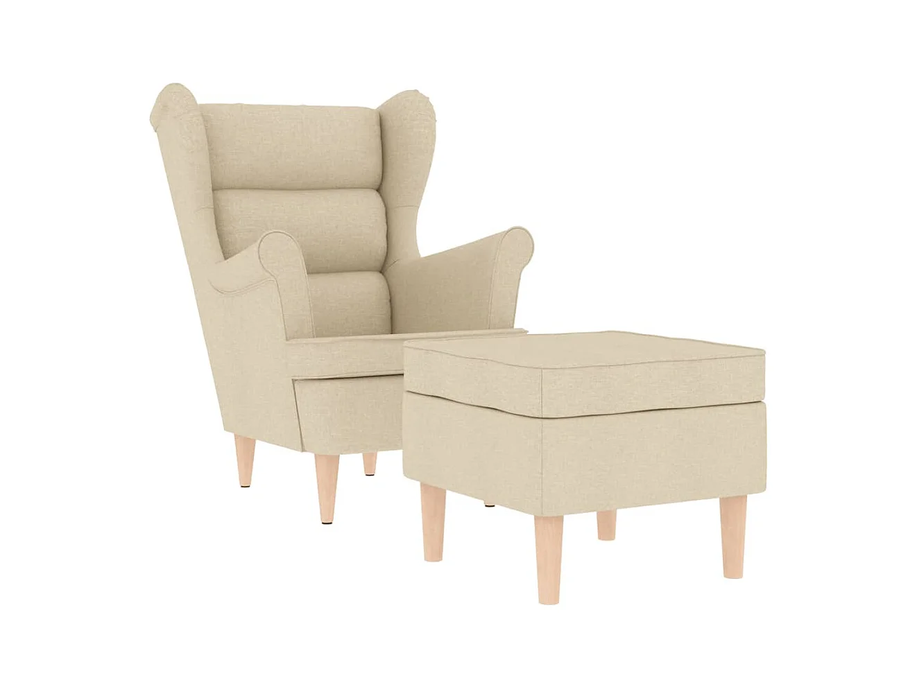 Sillón de salón | Silla de relax con taburete reposapiés de tela crema SHL5641