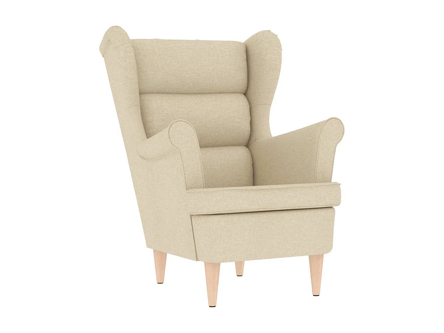 Sillón de salón | Silla de relax con taburete reposapiés de tela crema SHL5641