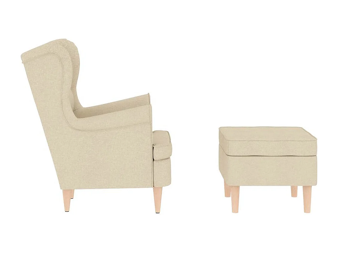 Sessel mit Fußhocker | Relaxsessel Creme Stoff SHL55282