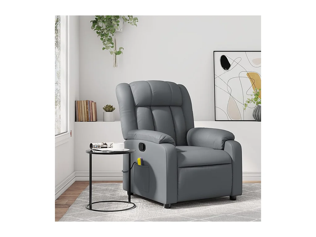 Fauteuil inclinable-Chaise de relax-Fauteuil de Massage gris similicuir SHL2399