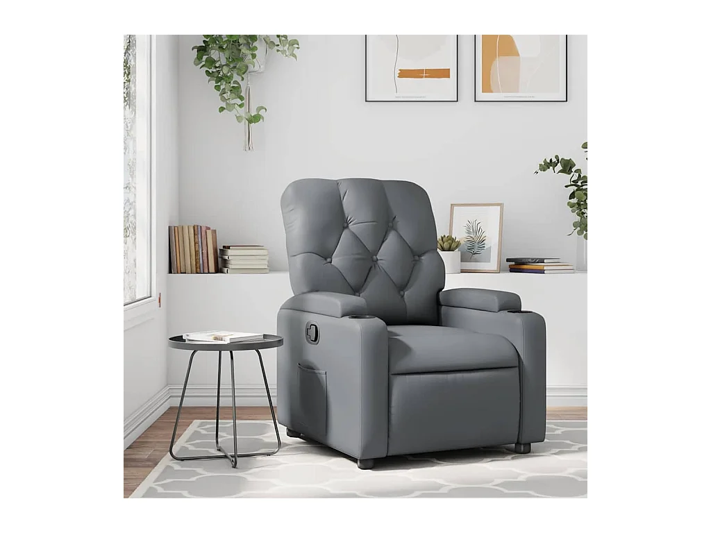 Sillón de relax | Sillón reclinable de cuero sintético gris SHL6473