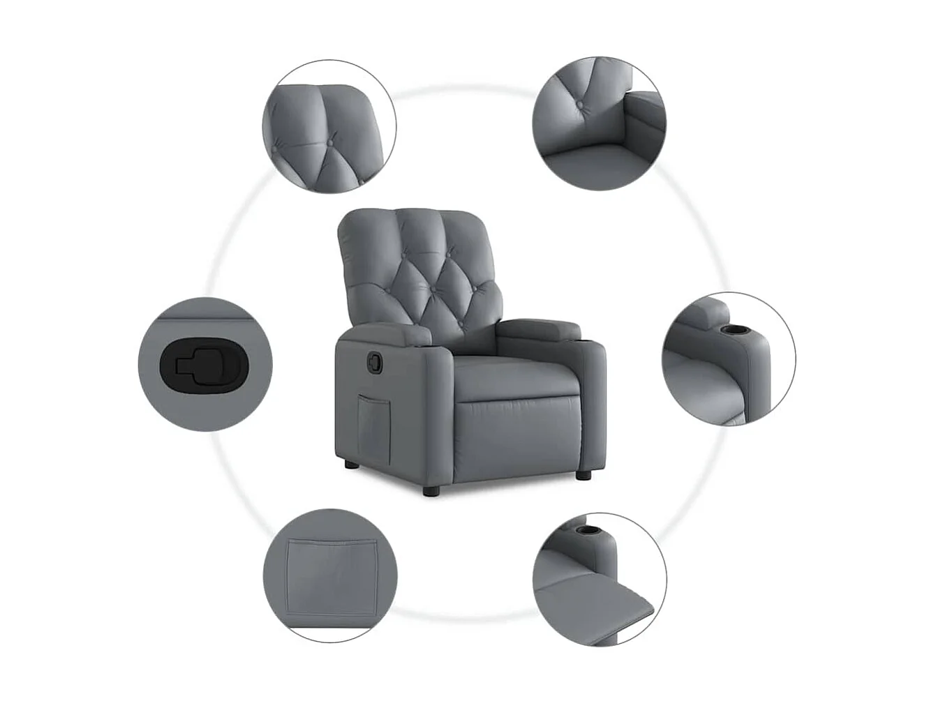 Relaxsessel | Lounge Sessel für Wohnzimmer Grau Kunstleder SHL89585