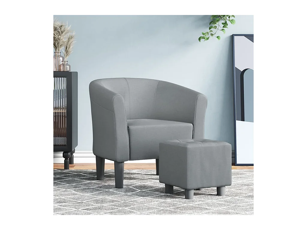 Sillón de salón | Silla de relax con taburete tela gris claro SHL9830