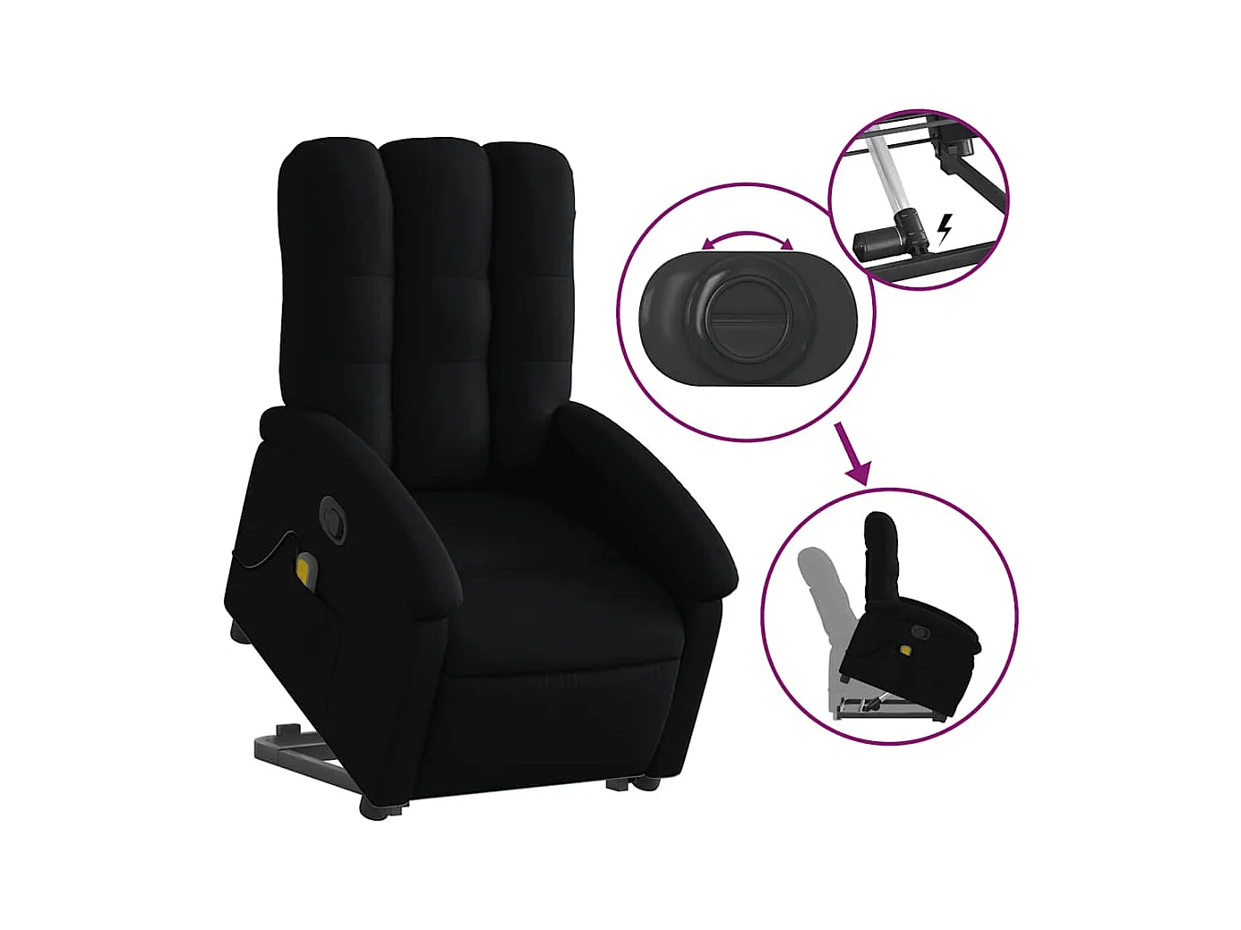 Sillón de relax | Sillón reclinable de masaje elevable tela negro SHL7517
