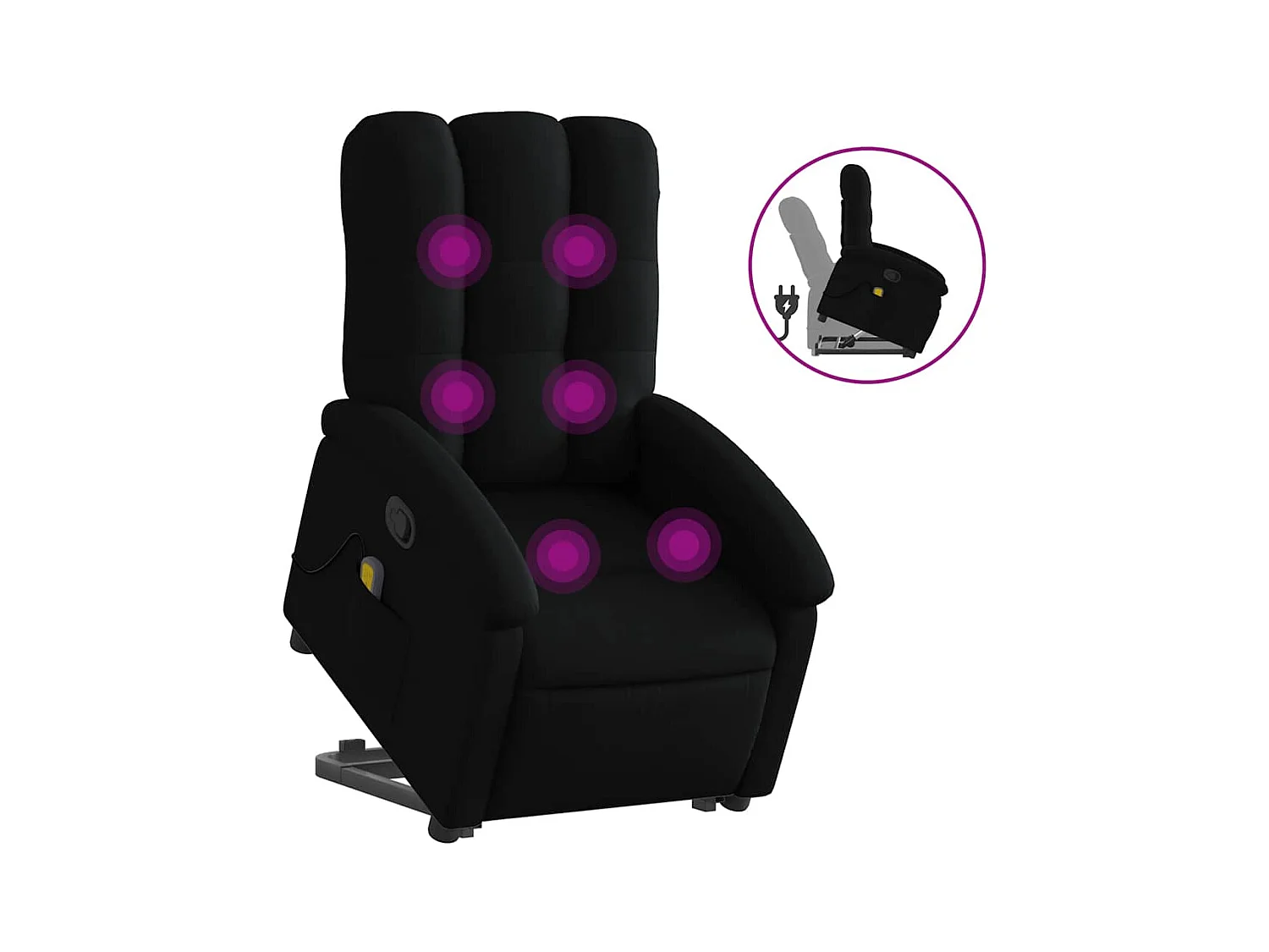 Fauteuil inclinable-Chaise de relax-Fauteuil de Massage Noir Tissu SHL3872