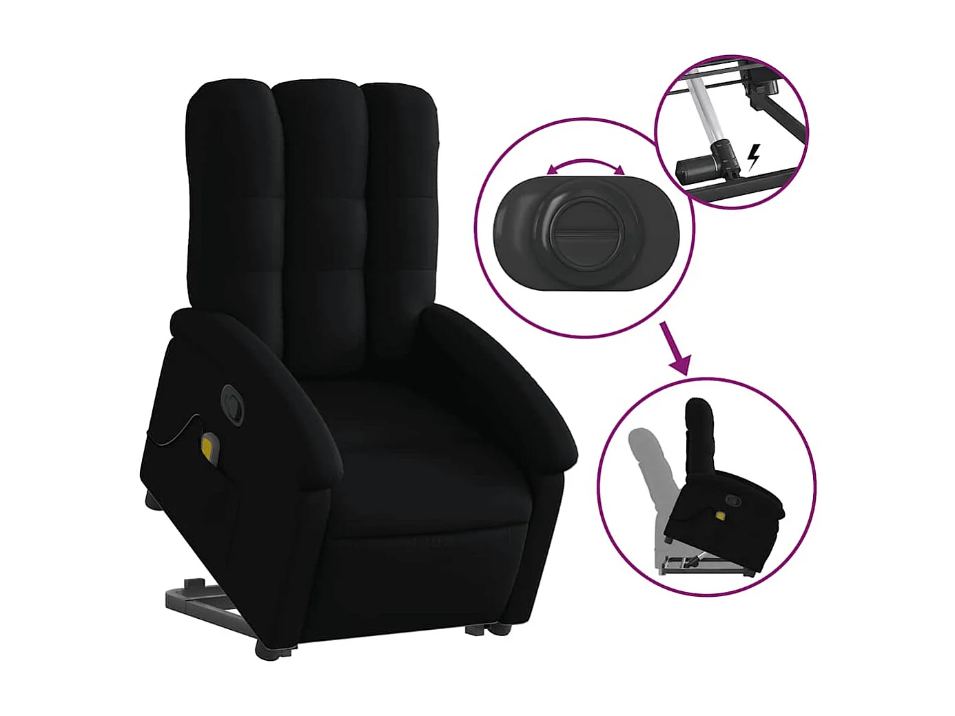 Sillón de relax | Sillón reclinable de masaje elevable tela negro SHL7517