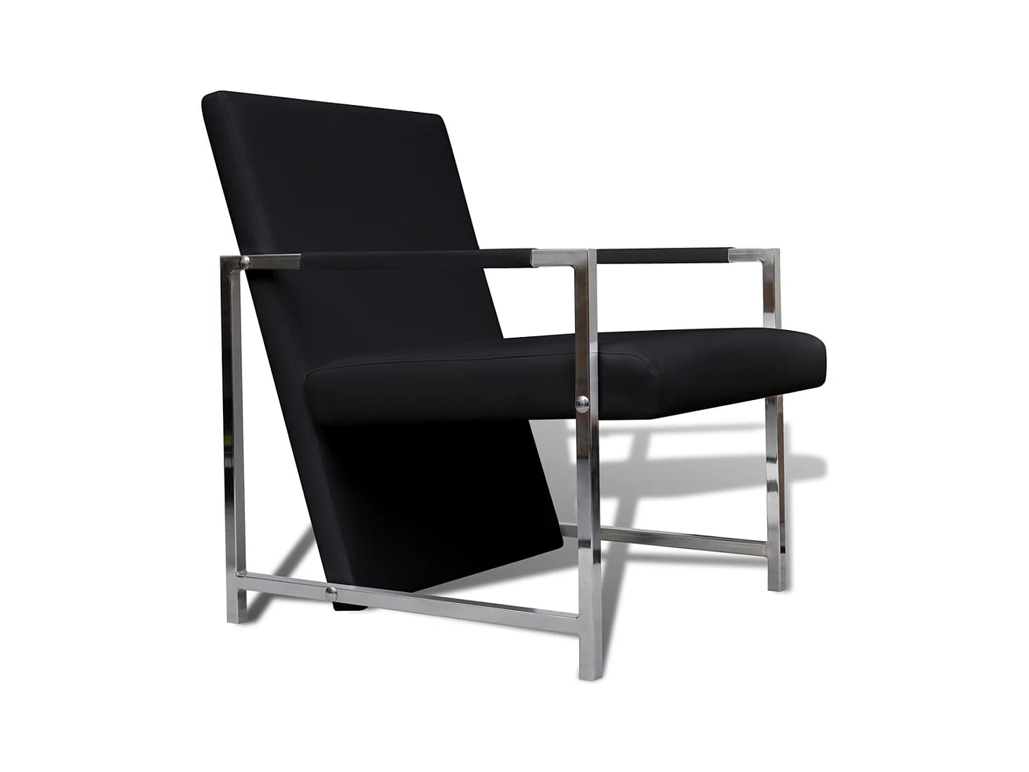 Sillones 2 unidades estructura cromada cuero sintético negro SHL2576