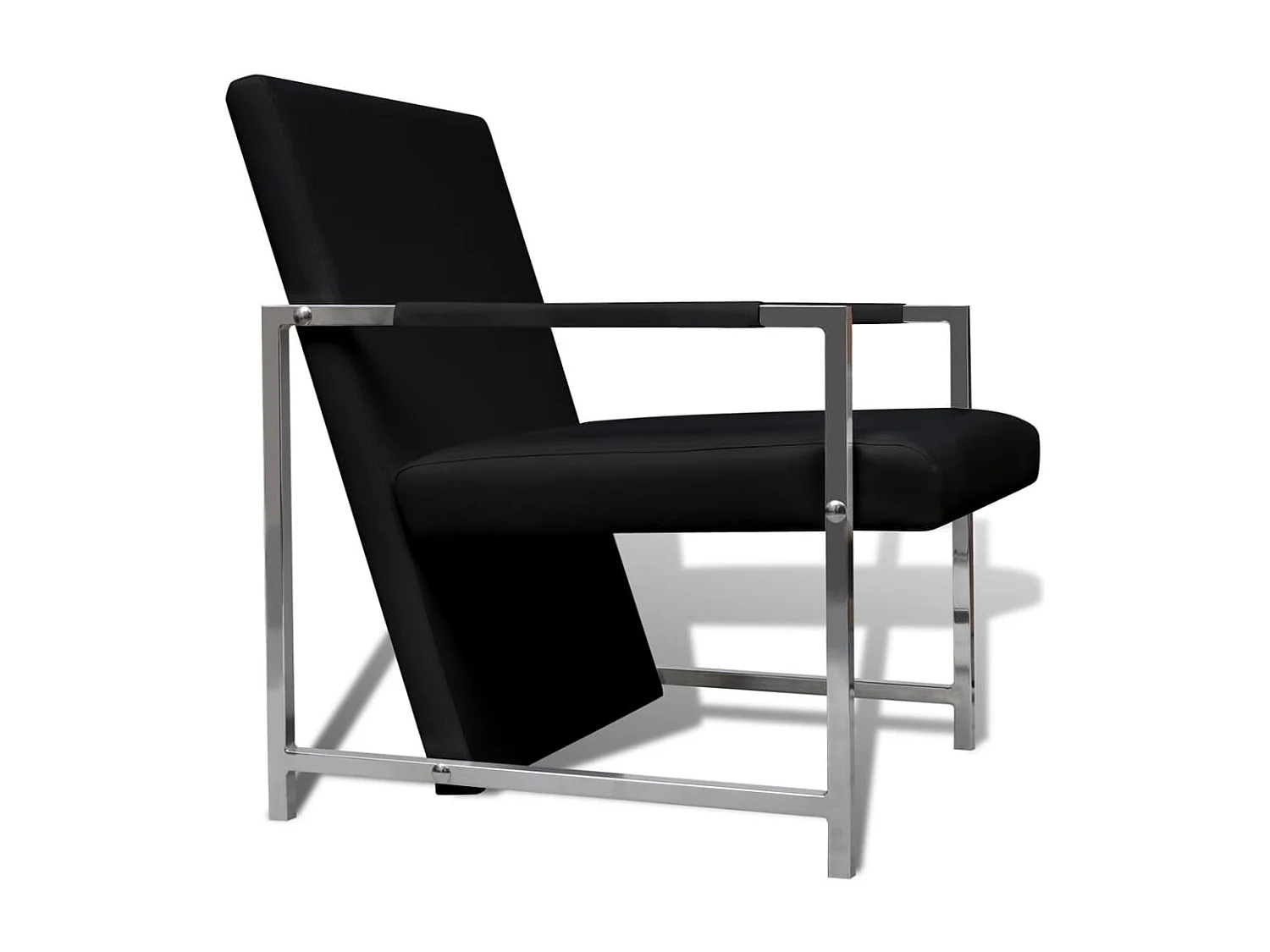 Lot de 2 Fauteuils de Salon-Fauteuils avec cadre chromé noir similicuir SHL2557