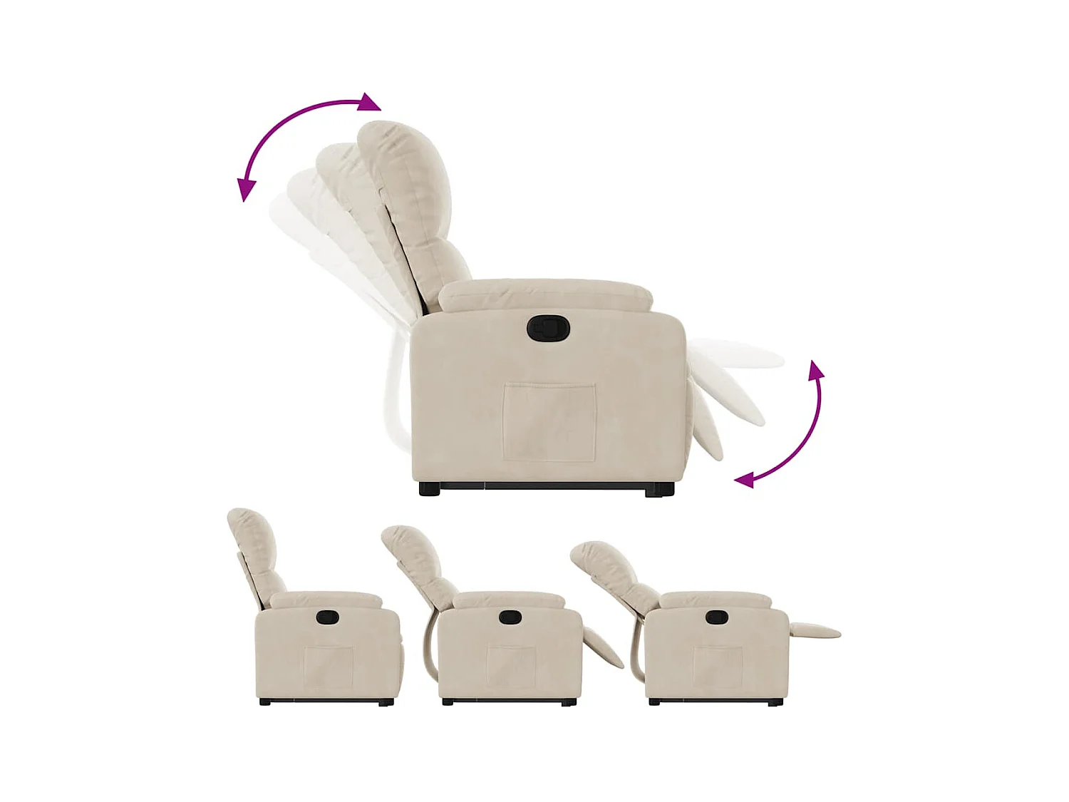 Sillón de relax | Sillón reclinable elevable tela de microfibra beige SHL6281