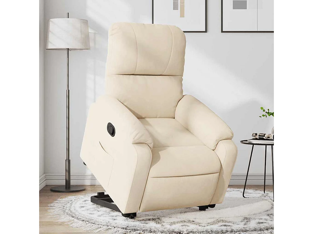 Fauteuil inclinable-Chaise de relax-Fauteuil salon beige tissu microfibre SHL2435