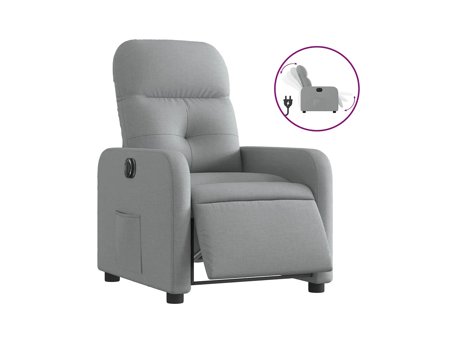 Fauteuil inclinable électrique-Chaise de relax-Fauteuil salon Gris clair Tissu SHL4439