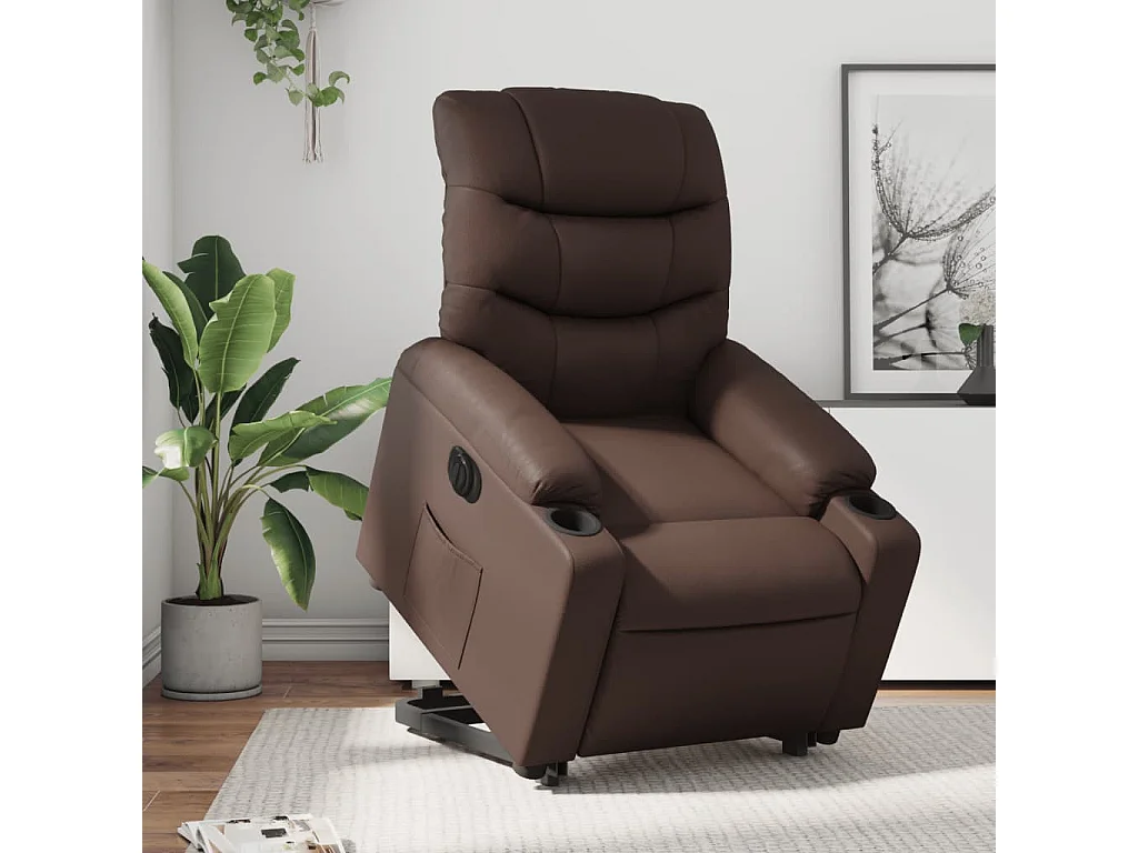 Fauteuil inclinable électrique-Chaise de relax-Fauteuil salon marron similicuir SHL3889