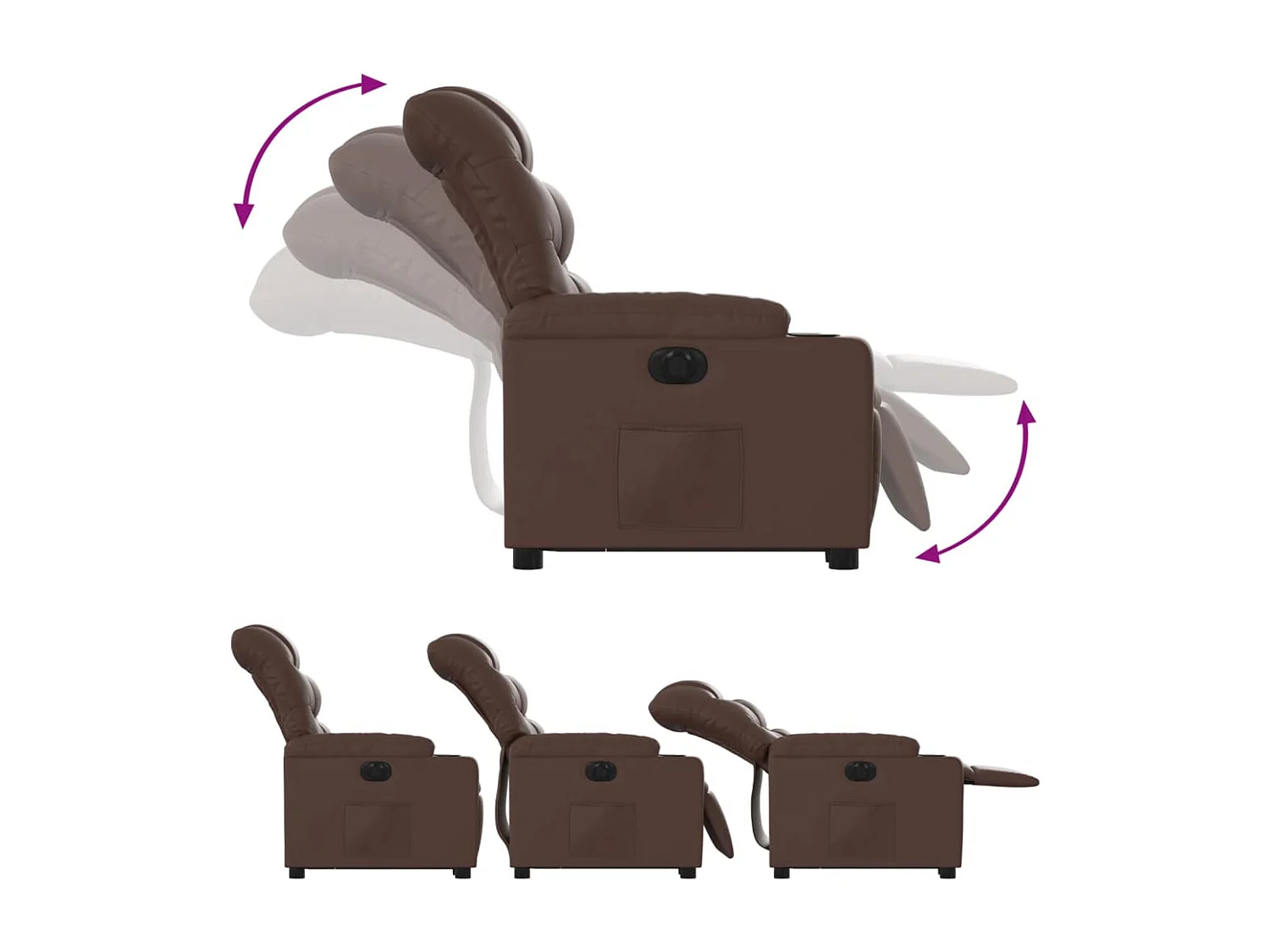 Fauteuil inclinable électrique-Chaise de relax-Fauteuil salon marron similicuir SHL3889