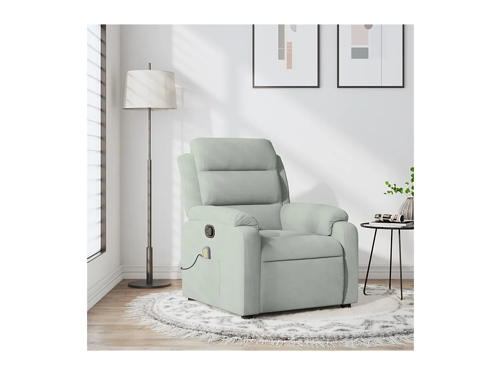 Fauteuil inclinable-Chaise de relax-Fauteuil de Massage gris clair velours SHL1881