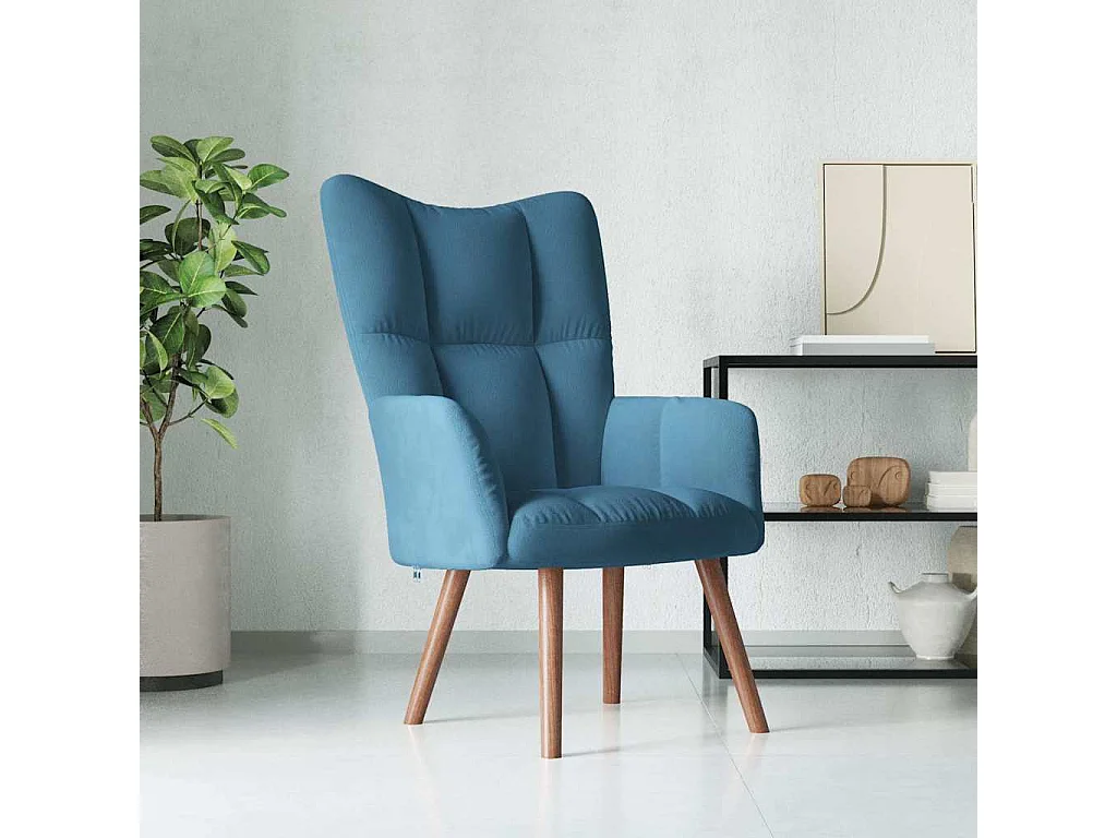 Relaxsessel | Lounge Sessel Blau Samt SHL76552