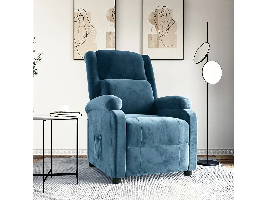 Fauteuil inclinable-Fauteuil de salon bleu velours SHL4572