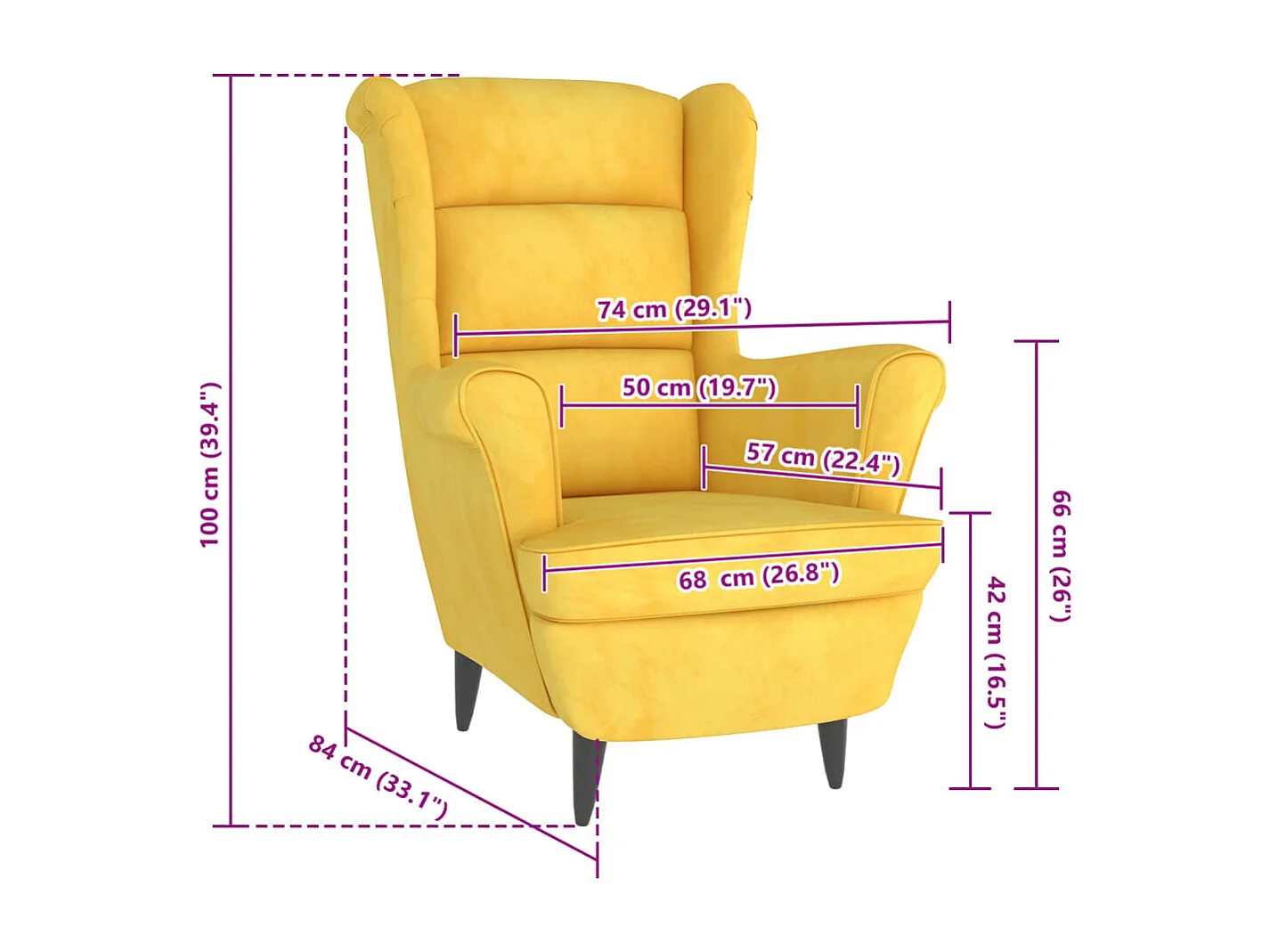 Sillón de salón | Silla de relax | Sillón de terciopelo amarillo mostaza SHL5906