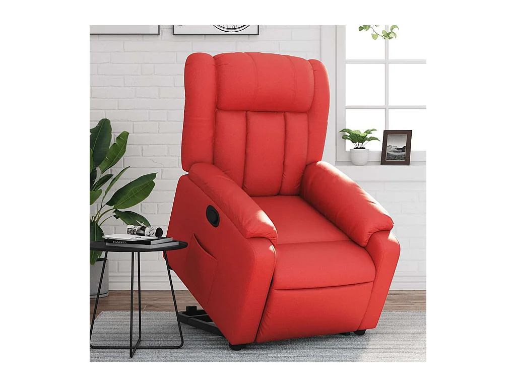Sillón de relax | Sillón reclinable elevable cuero artificial rojo SHL4722