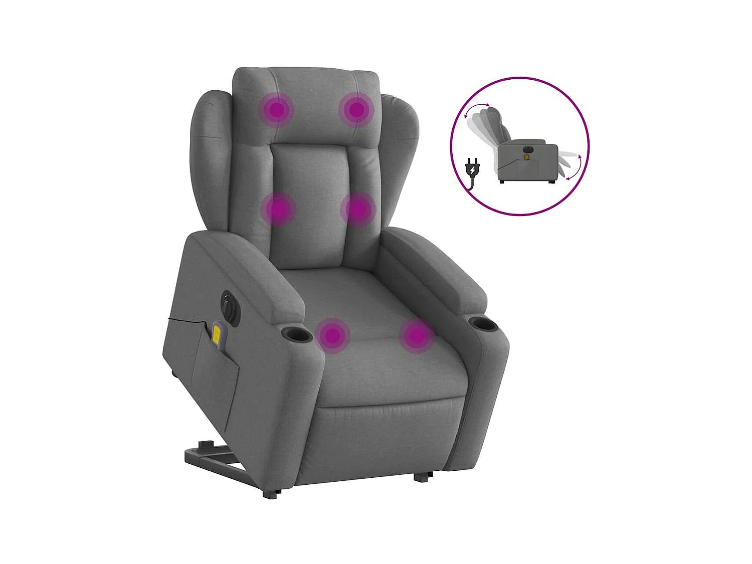 Fauteuil inclinable électrique-Chaise-Fauteuil de Massage Gris foncé Tissu SHL4108