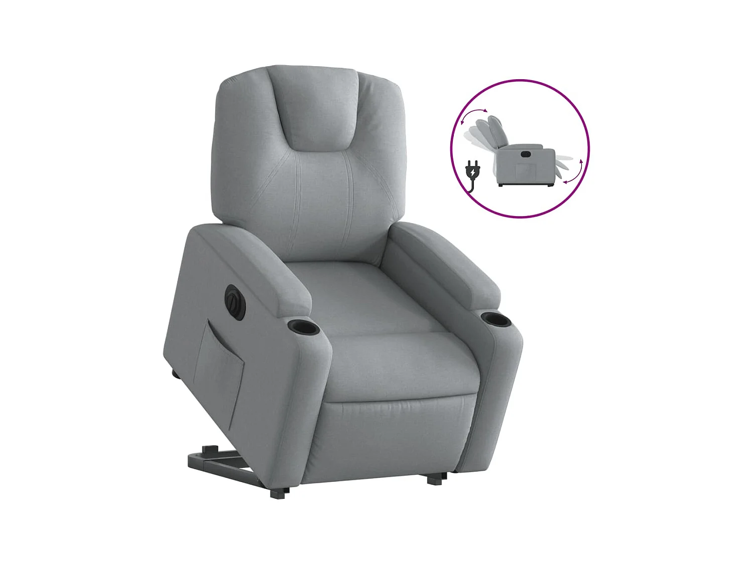 Silla de relax | Sillón eléctrico reclinable elevable de tela gris claro SHL2405