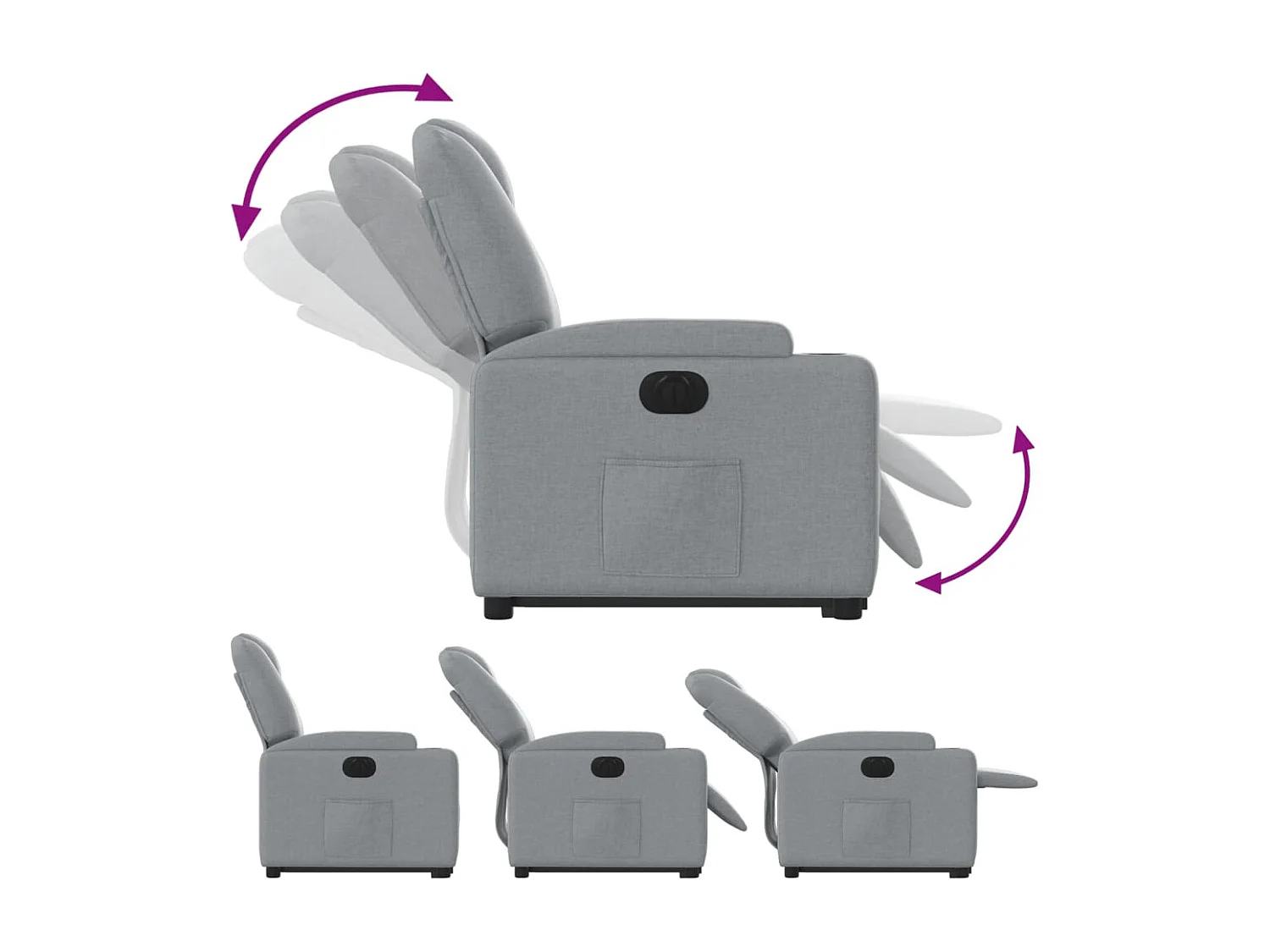 Fauteuil inclinable électrique-Chaise de relax-Fauteuil salon gris clair tissu SHL3935