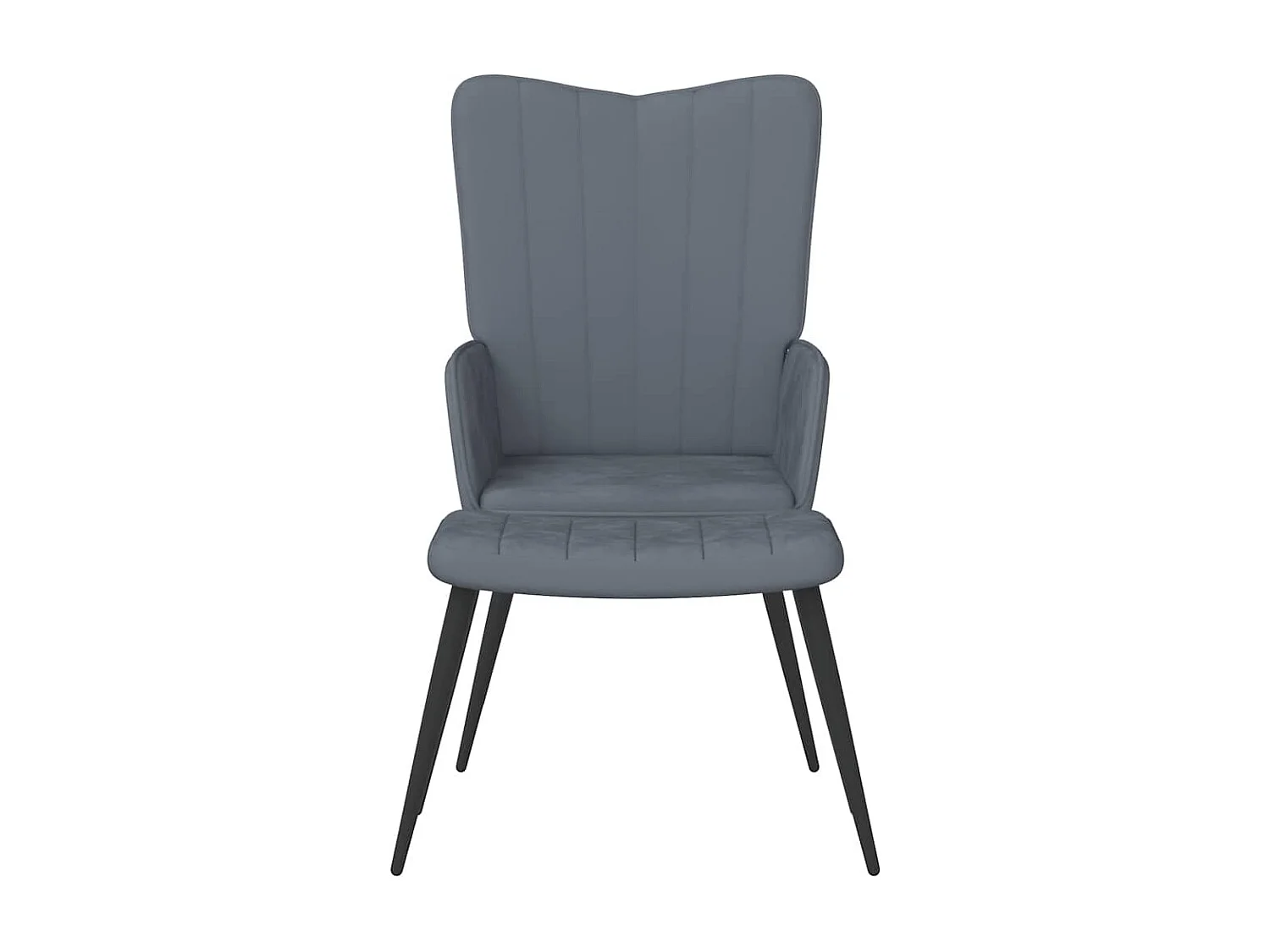 Relaxsessel mit Hocker | Lounge Sessel indoor Dunkelgrau Samt SHL50562