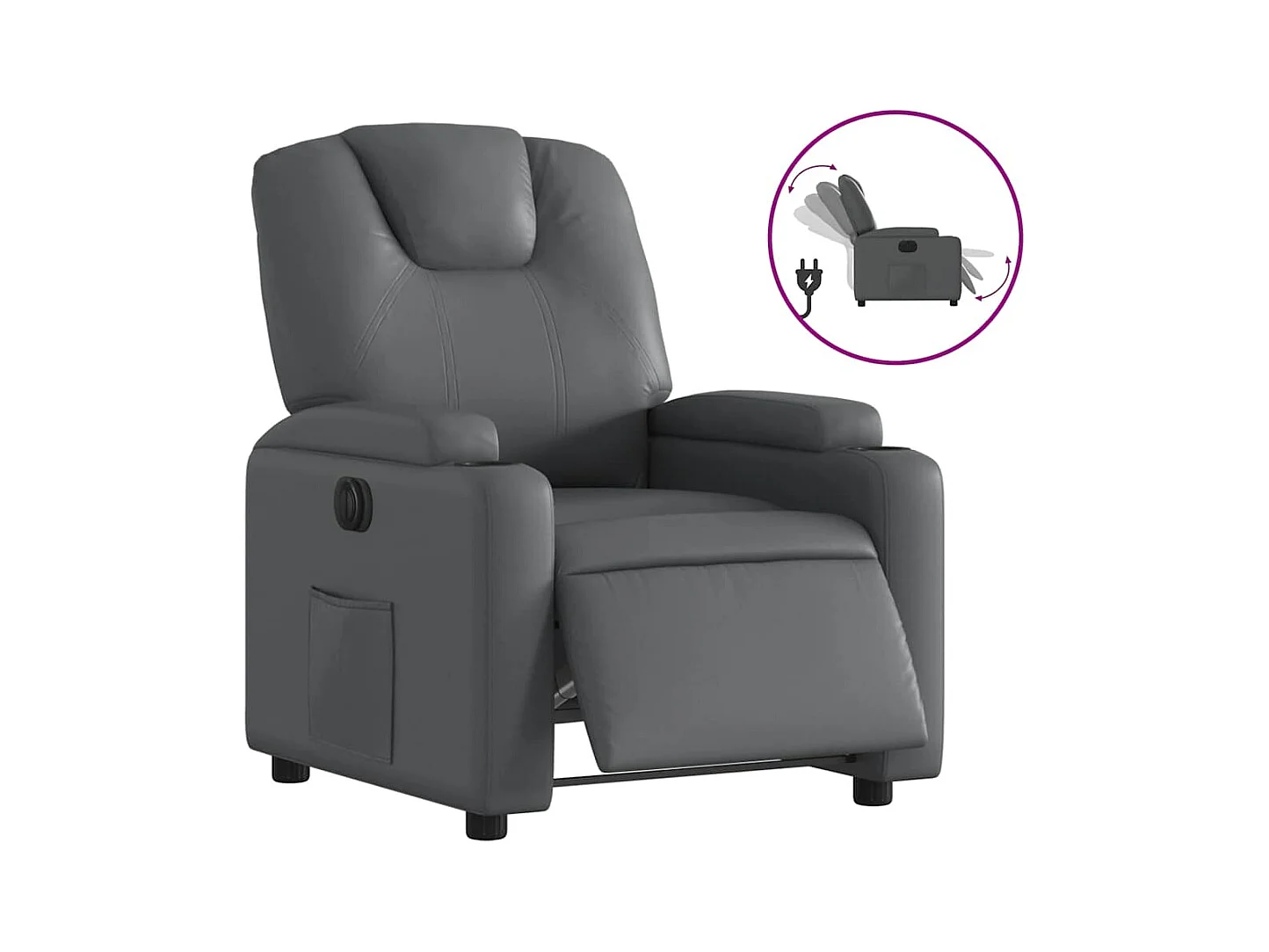 Sillón de relax | Silla | Sillón reclinable eléctrico de cuero sintético gris SHL8257