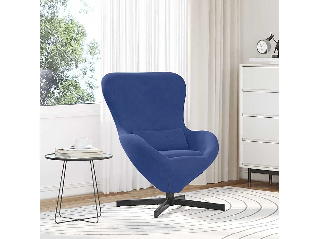 Chaise de Salon-Fauteuil œuf Bleu police Velours SHL2916
