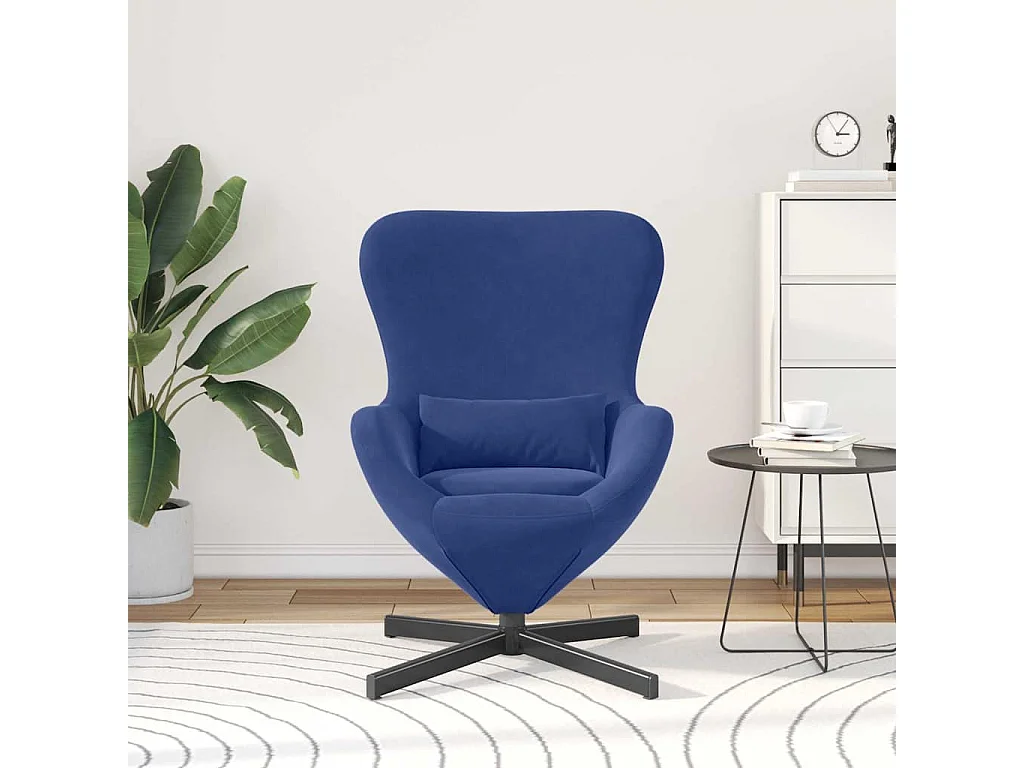 Chaise de Salon-Fauteuil œuf Bleu police Velours SHL2916