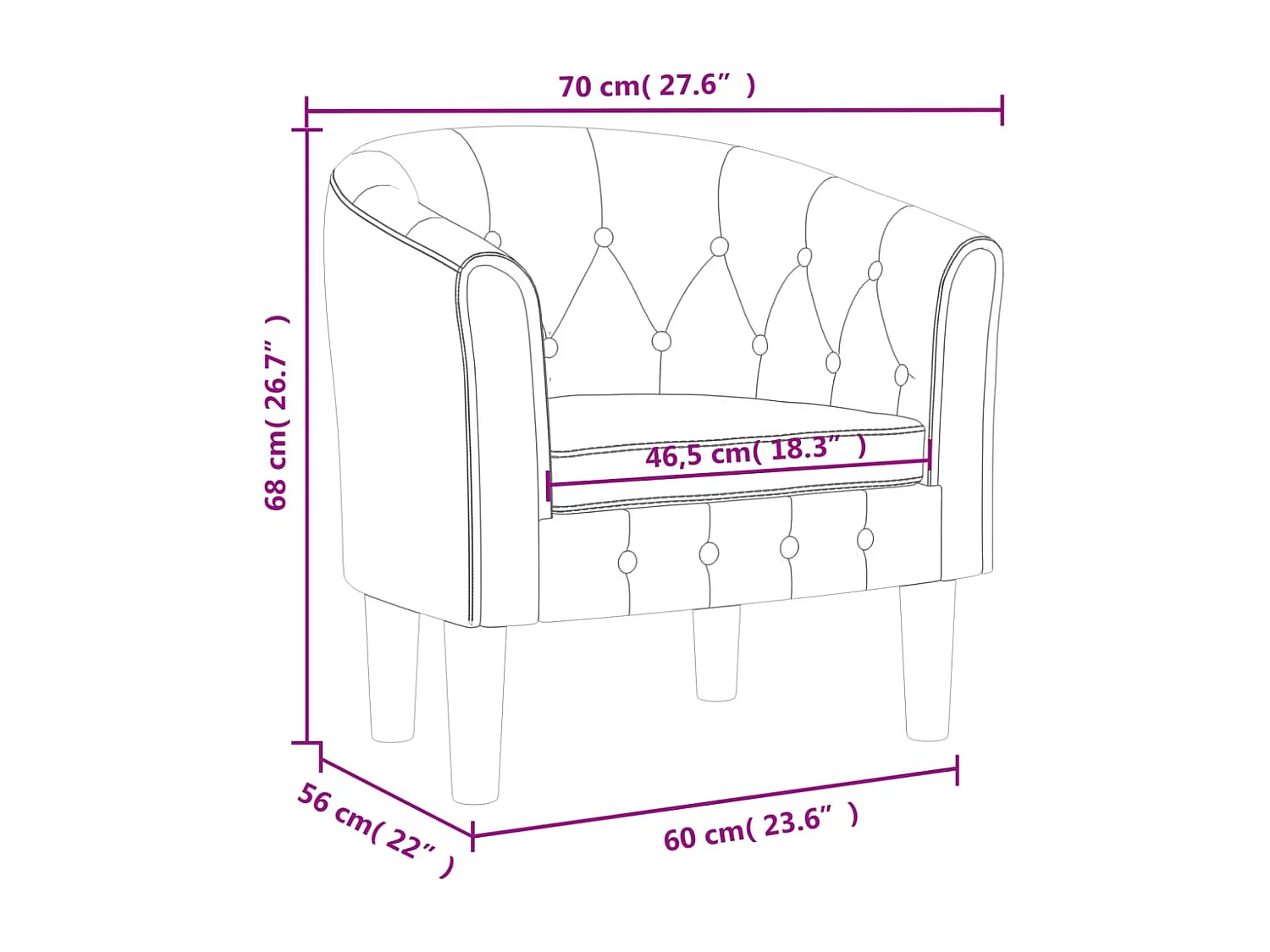 Sillón de salón cuero sintético blanco SHL8455