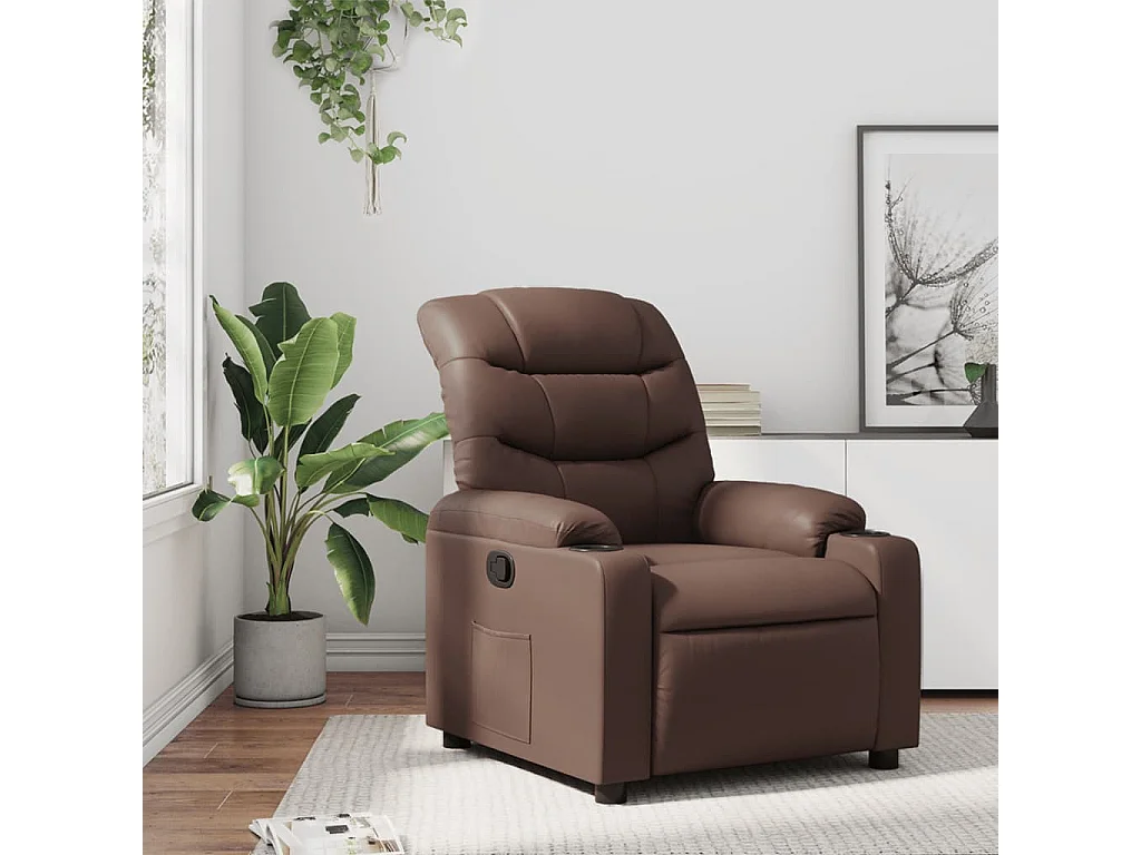 Relaxsessel | Lounge Sessel für Wohnzimmer Braun Kunstleder SHL27457