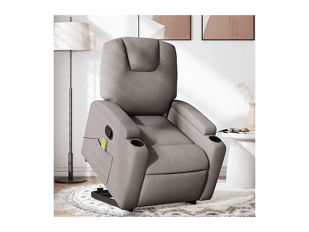 Sillón de relax | Sillón reclinable de masaje elevable tela gris taupé SHL7739