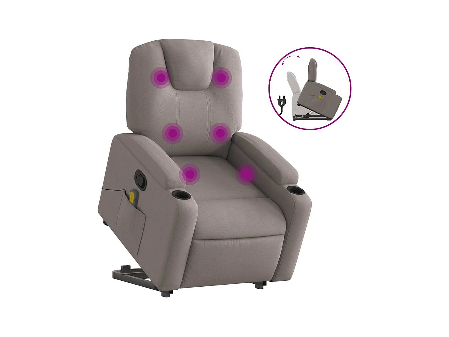 Fauteuil inclinable-Chaise de relax-Fauteuil de Massage Taupe Tissu SHL1624