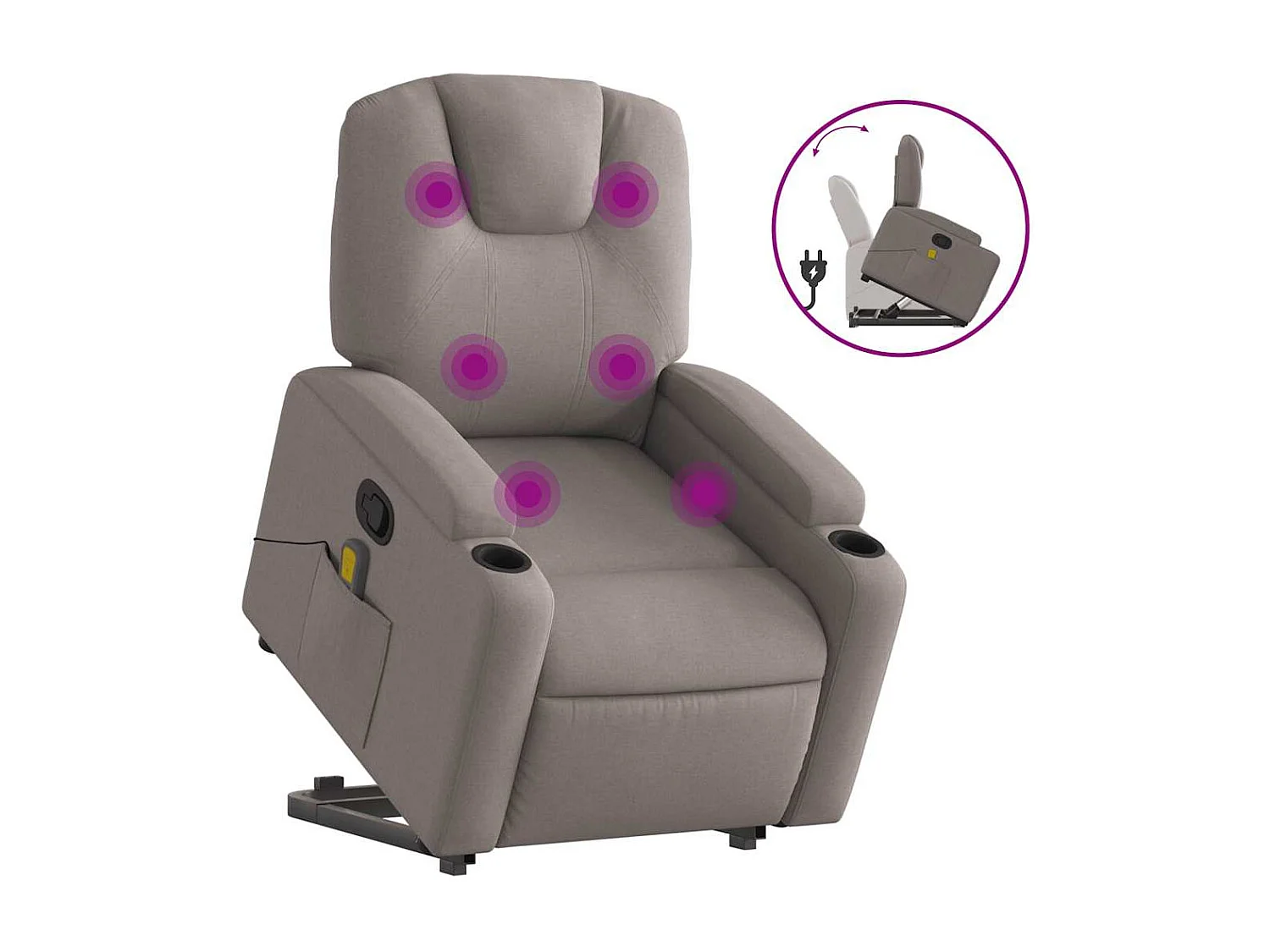 Massagesessel mit Aufstehhilfe | Relaxsessel Taupe Stoff SHL1268