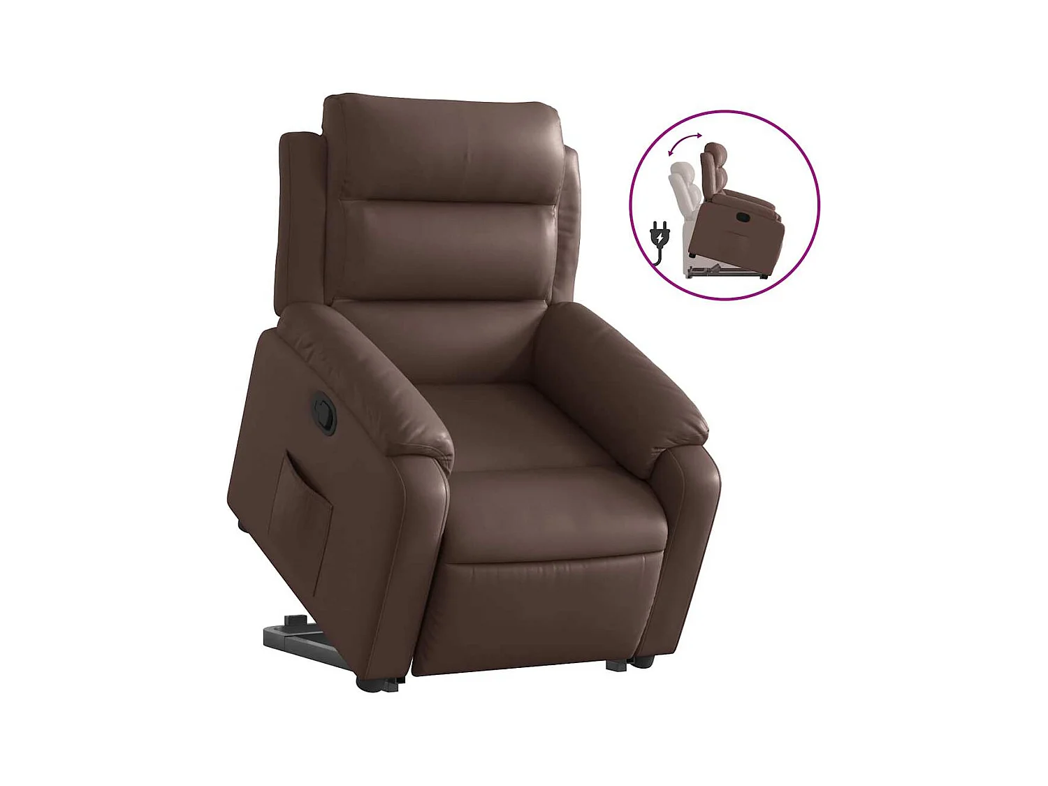 Fauteuil inclinable-Chaise de relax-Fauteuil salon marron similicuir SHL1496