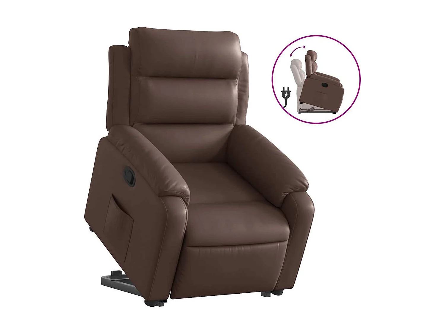 Fauteuil inclinable-Chaise de relax-Fauteuil salon marron similicuir SHL1496