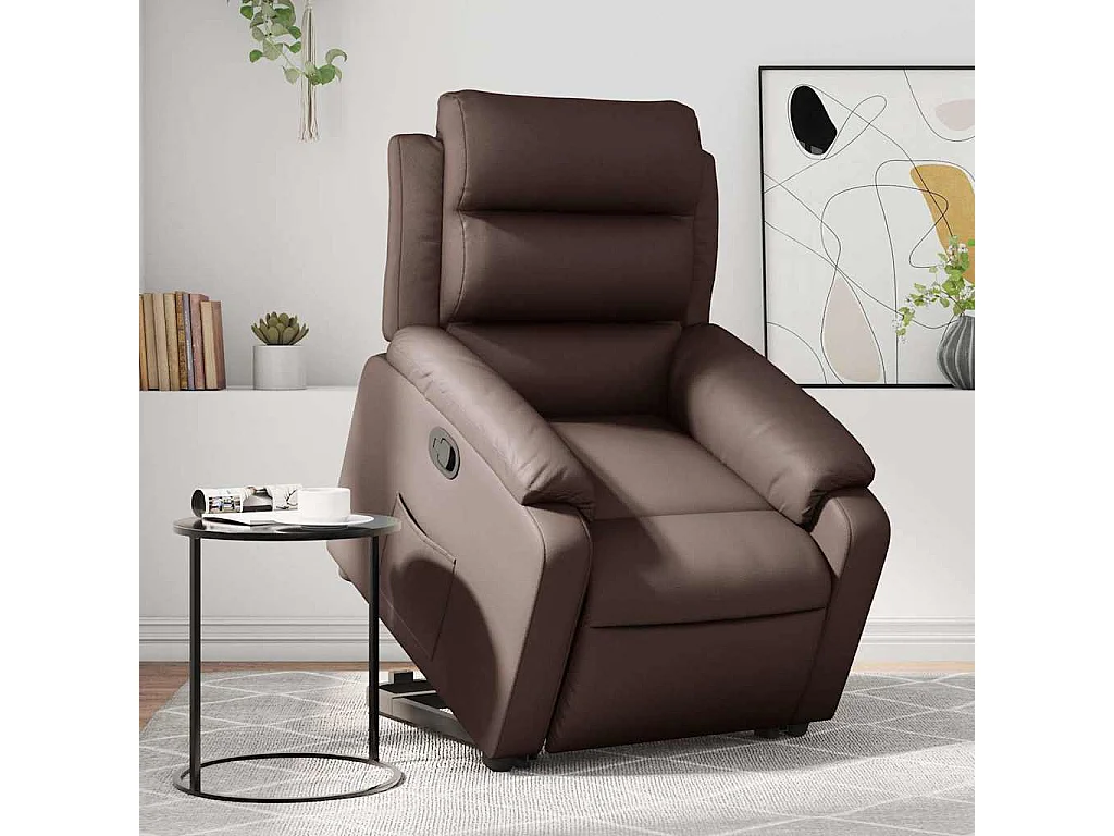 Fauteuil inclinable-Chaise de relax-Fauteuil salon marron similicuir SHL1496