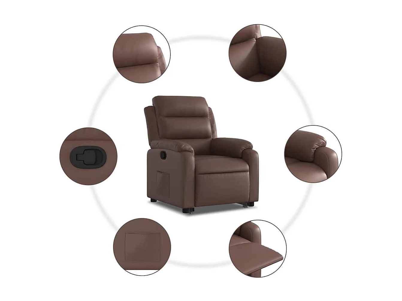 Fauteuil inclinable-Chaise de relax-Fauteuil salon marron similicuir SHL1496