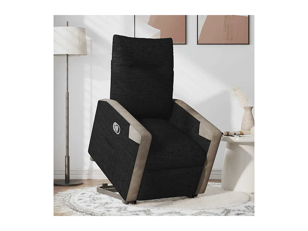 Sillón de relax | Silla | Sillón reclinable elevable tela negro SHL3043