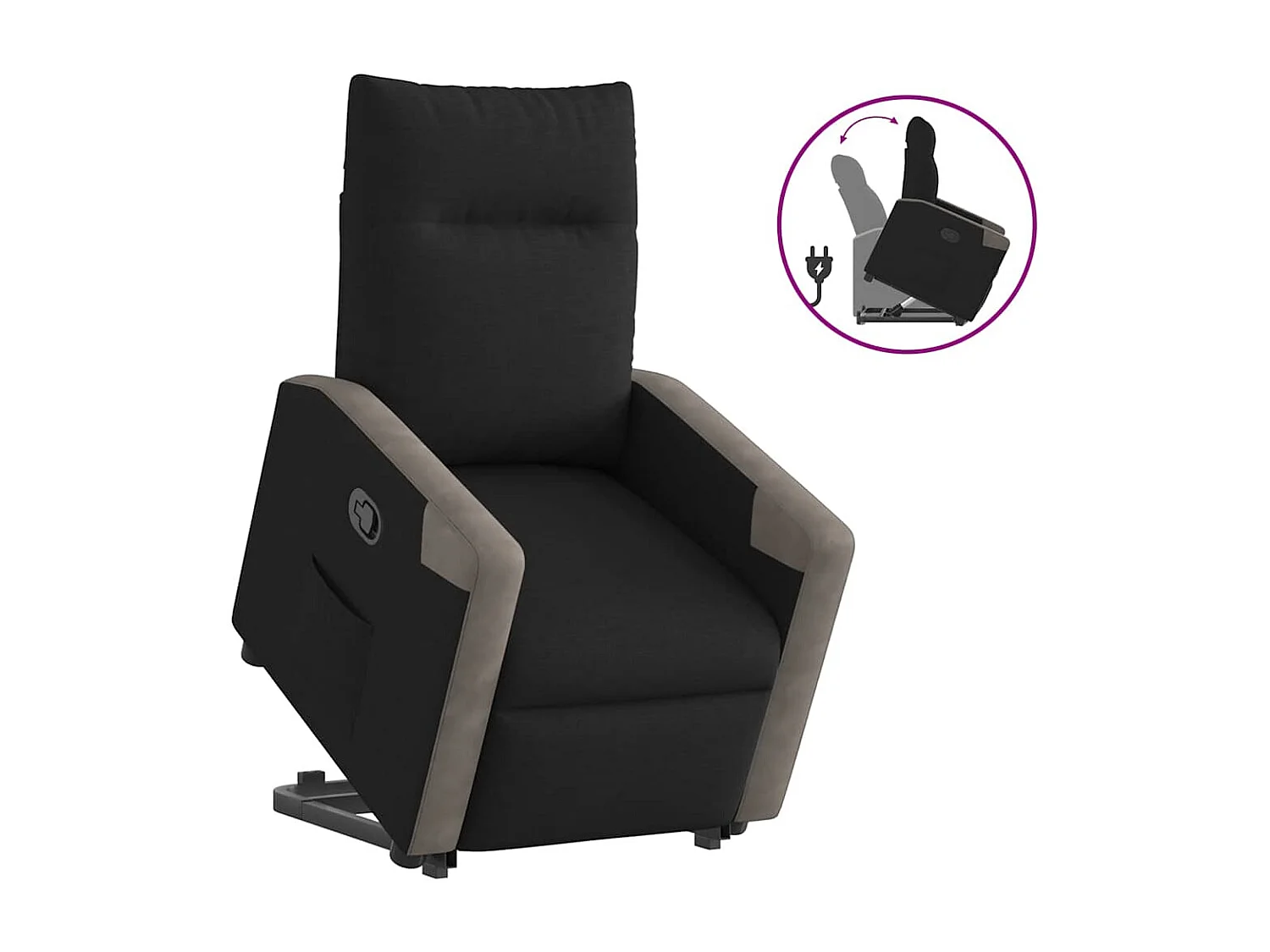 Relaxsessel | Lounge Sessel für Wohnzimmer mit Aufstehhilfe Schwarz Stoff SHL2114