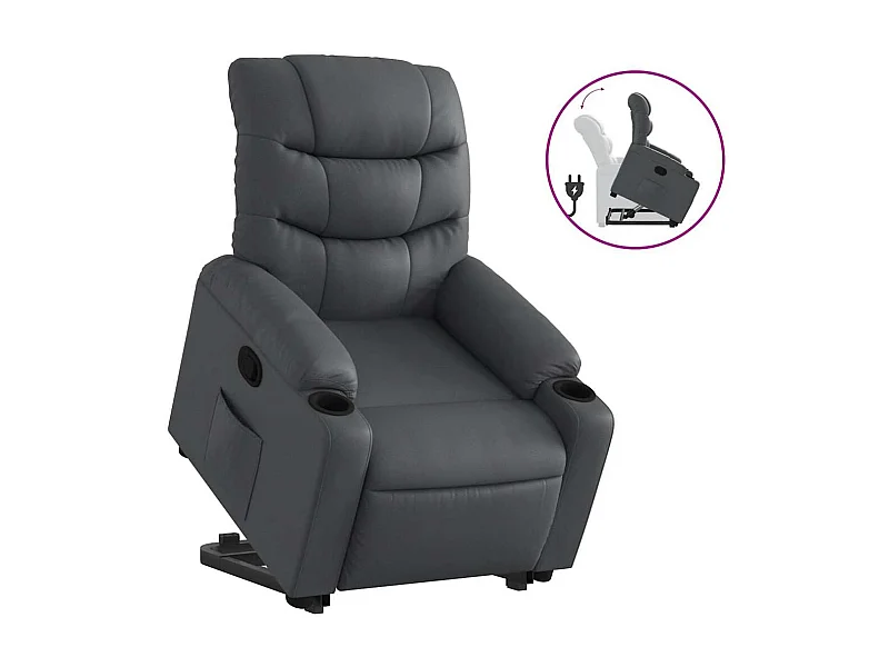 Fauteuil inclinable-Chaise de relax-Fauteuil salon Gris Similicuir SHL3651