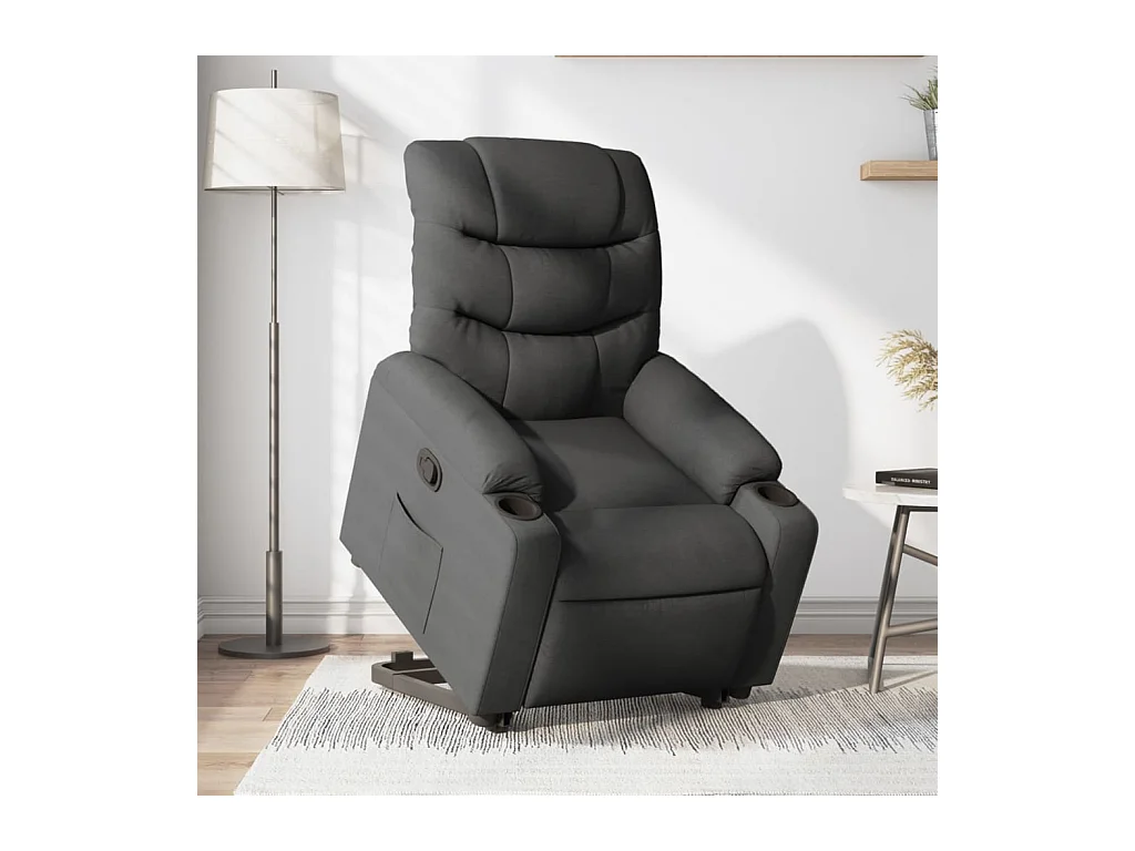Sillón de relax | Silla | Sillón reclinable elevable de tela gris oscuro SHL3767