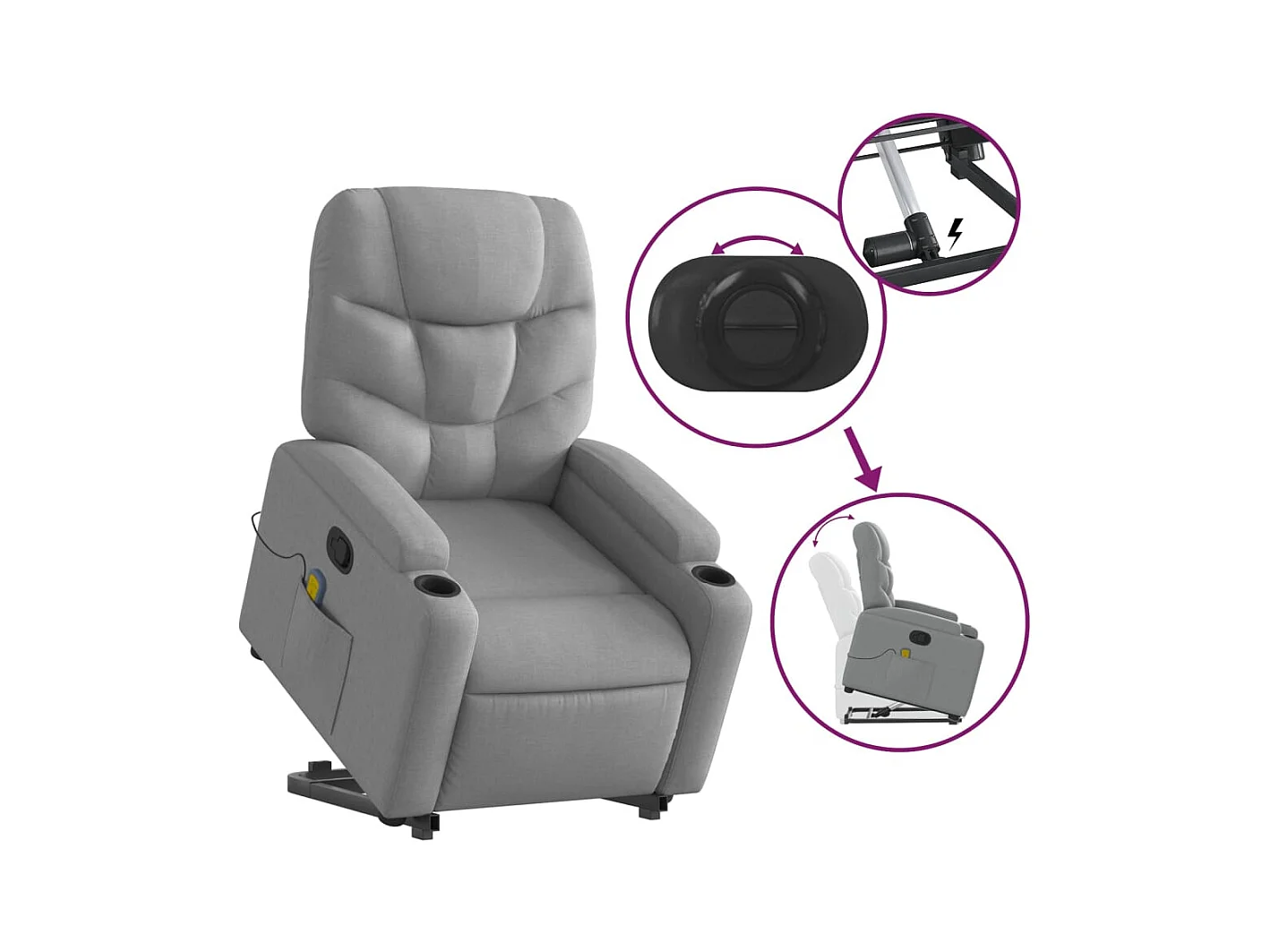 Poltrona reclinável massagens | Poltrona Confortável tecido cinzento-claro SHL958887