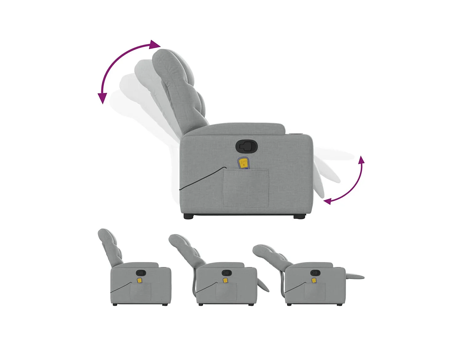 Poltrona reclinável massagens | Poltrona Confortável tecido cinzento-claro SHL958887