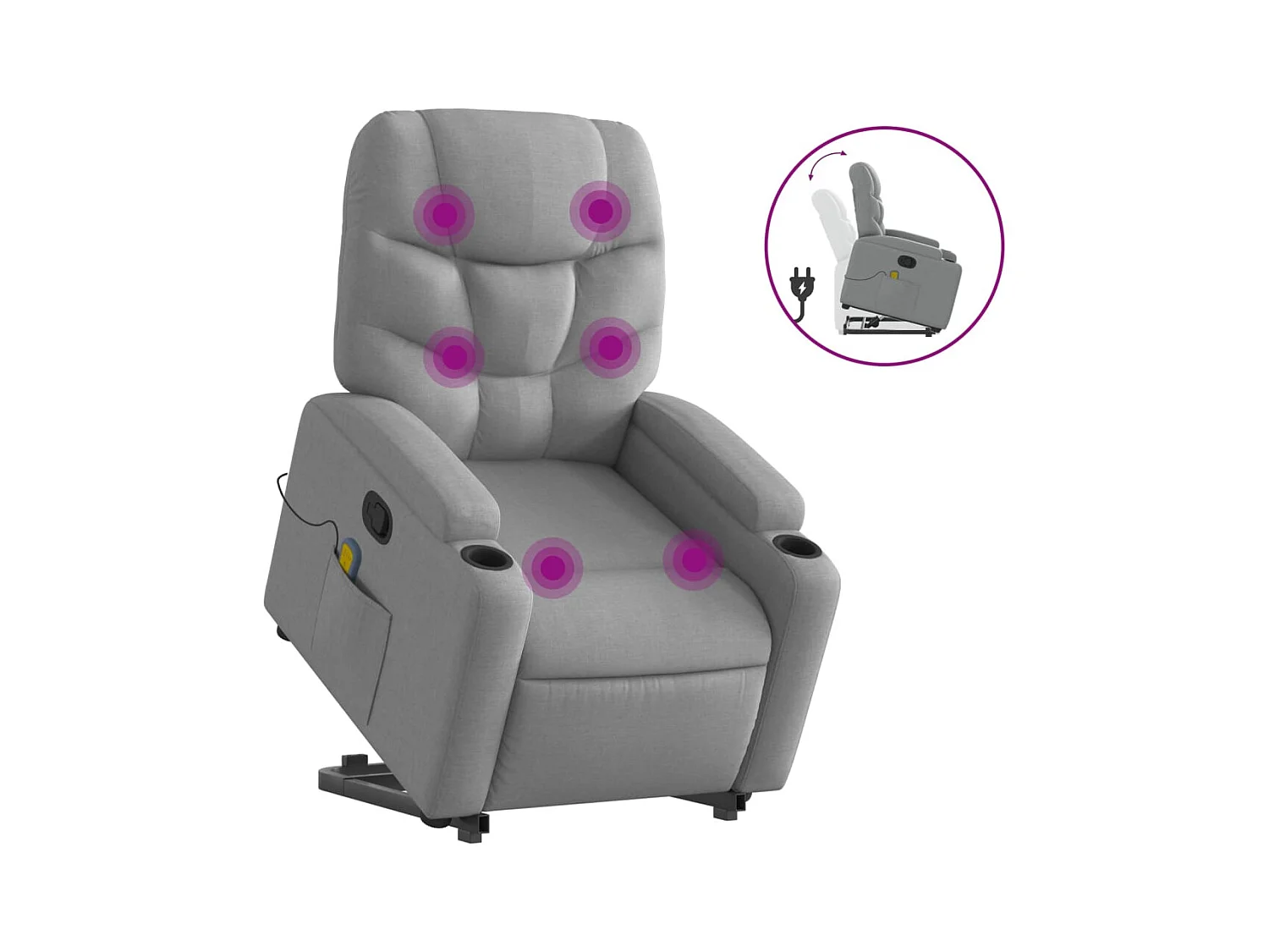 Fauteuil inclinable-Chaise de relax-Fauteuil de Massage Gris clair Tissu SHL984