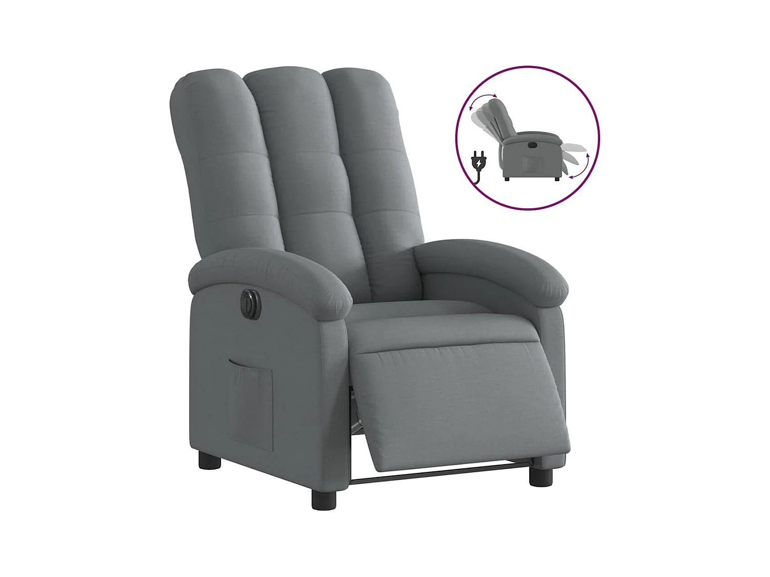 Sillón de relax | Silla | Sillón reclinable eléctrico de tela gris oscuro SHL4043